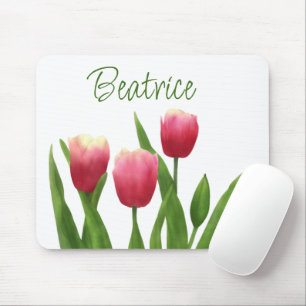 Rote Tulips mit Grün Mousepad
