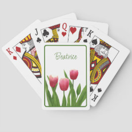 Rote Tulips mit Grün Spielkarten