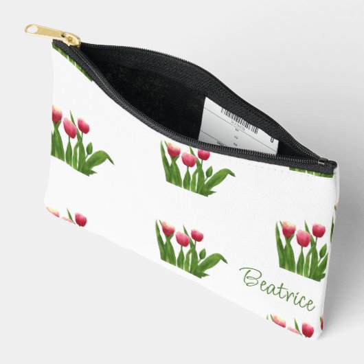 Rote Tulips mit Grün Zubehörtasche (Offen)