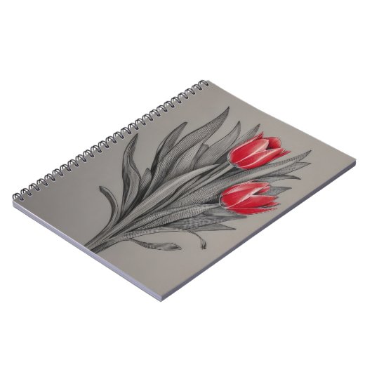 Rote Tulips und Blumenstrauß Notizblock (Linke Seite)