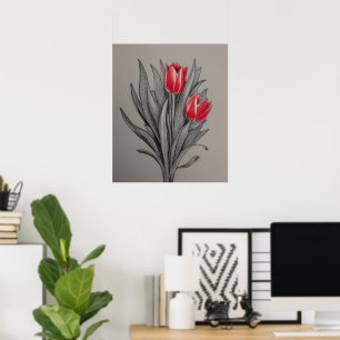 Rote Tulips und Blumenstrauß Poster