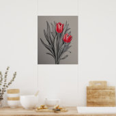 Rote Tulips und Blumenstrauß Poster (Küche)