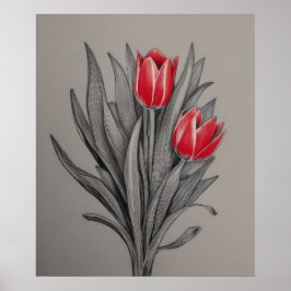 Rote Tulips und Blumenstrauß Poster