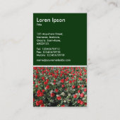 Rote Tulips und Primrosen - Dunkelgrün Visitenkarte (Rückseite)
