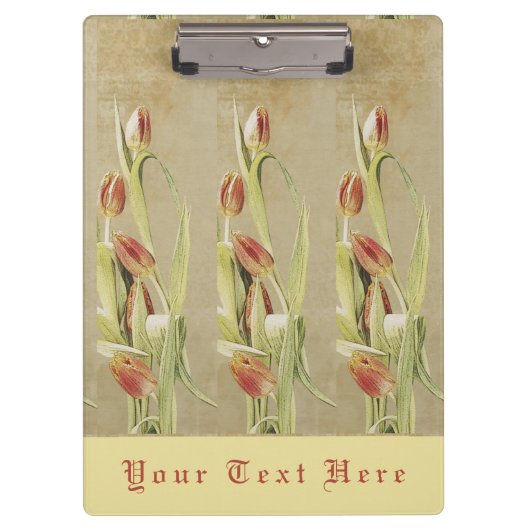 Rote Tulips Vintager Stil Personalisiert Klemmbrett (Vorderseite)