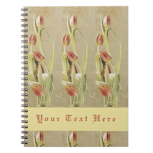 Rote Tulips Vintager Stil Personalisiert Notizblock (Vorderseite)