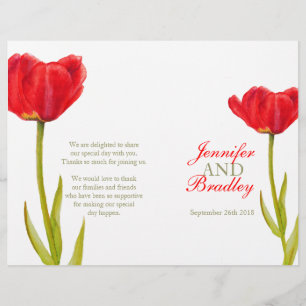 Rote Tulpe Aquarellkunst Grosses Hochzeitsprogramm