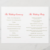 Rote Tulpe Aquarellkunst Grosses Hochzeitsprogramm (Rückseite)