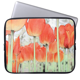 Rote Tulpe-Blume im künstlerischen Stil. Laptopschutzhülle