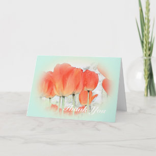 rote Tulpe Blume in hellblau vielen Dank Dankeskarte