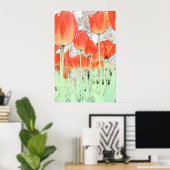 Rote Tulpe Blume Kunstposter. Blumengarten Pflanze Poster (Heimbüro)