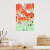 Rote Tulpe Blume Kunstposter. Blumengarten Pflanze Poster (Küche)