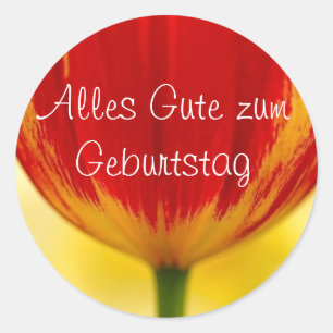Rote Tulpe-deutscher Geburtstags-Gruß Runder Aufkleber