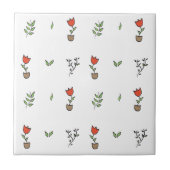 Rote Tulpe-eingemachtes Pflanzen-Muster Fliese (Vorderseite)