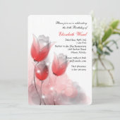 Rote Tulpe-Geburtstags-Party Einladung (Stehend Vorderseite)