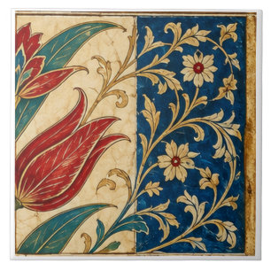 Rote Tulpe Kobaltblau Ottomanische Blumen Fliese