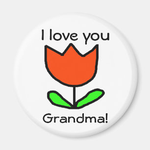 Rote Tulpe/Liebe Sie Großmutter Magnet