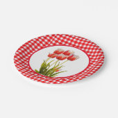Rote Tulpe mit Gingham Pappteller (Schrägansicht)