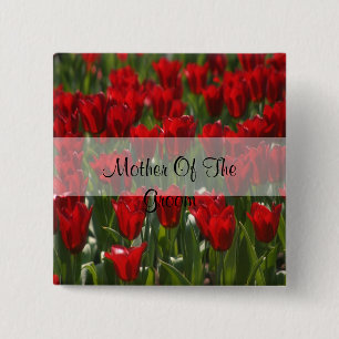 Rote Tulpe-Mutter des Bräutigam-Quadrat-Buttons Button