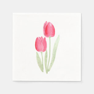Rote Tulpe Wasserfarbennapkins Serviette