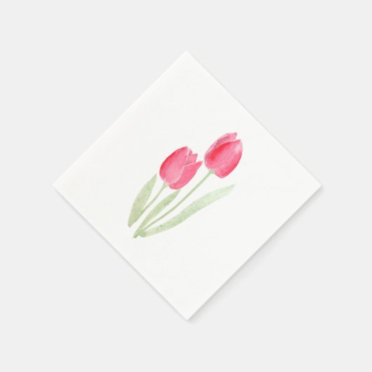 Rote Tulpe Wasserfarbennapkins Serviette (Ecke)