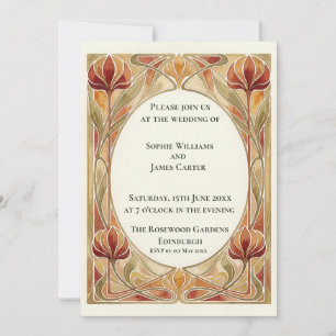 Rote Tulpen Art Nouveau Hochzeitseinladung Einladung