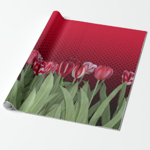 Rote Tulpen auf Farbverlauf Geschenkpapier