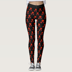 Rote Tulpen auf schwarzem Hintergrund Benutzerdefi Leggings