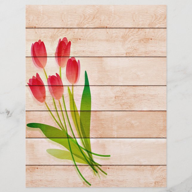 Rote Tulpen aus Holz (Vorderseite)