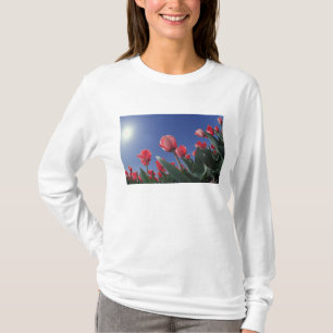 Rote Tulpen aus sehr niedriger Perspektive, Cincin T-Shirt