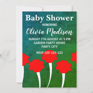 Rote Tulpen-Blumen-Baby-Mädchen-Baby-Shower Einladung