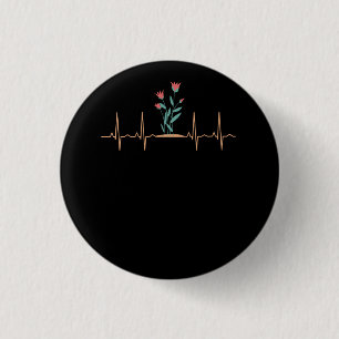 Rote Tulpen Blumen Herzschlag Button