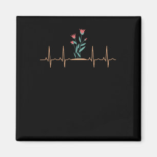 Rote Tulpen Blumen Herzschlag Magnet