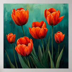 Rote Tulpen Botanische Wandkunst 🌿 als Geschenk Poster