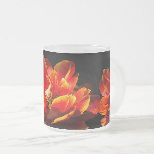 Rote Tulpen dunkler Hintergrund Mattglastasse (VorderseiteRechts)