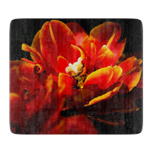 Rote Tulpen dunkler Hintergrund Schneidebrett