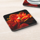 Rote Tulpen dunkler Hintergrund Untersetzer (Linke Seite)