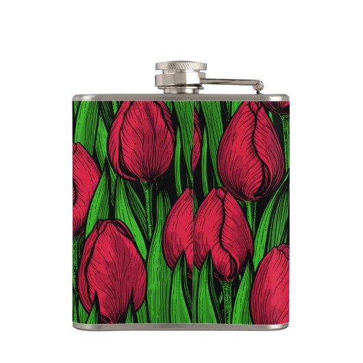 Rote Tulpen Flachmann (Rückseite)