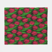 Rote Tulpen Fleecedecke (Vorderseite (Horizontal))