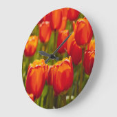 Rote Tulpen, fotografischer Druck. Foto drucken Große Wanduhr (Winkel)