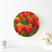 Rote Tulpen, fotografischer Druck. Foto drucken Große Wanduhr (Zuhause)