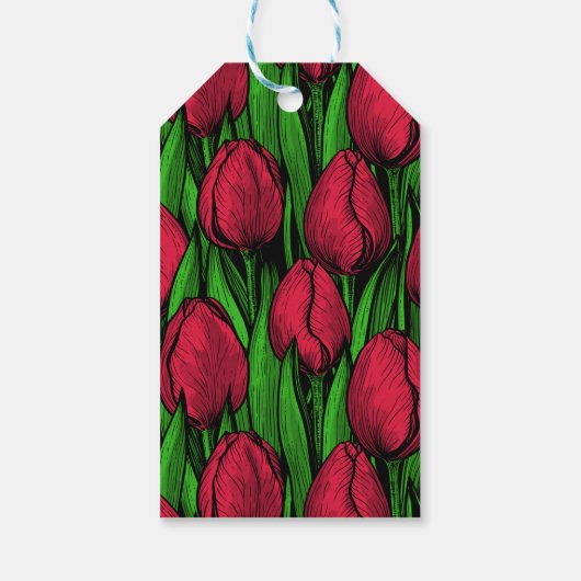 Rote Tulpen Geschenkanhänger (Rückseite)