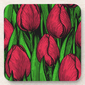 Rote Tulpen Getränkeuntersetzer (Vorderseite)