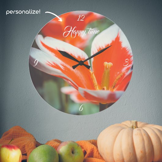 Rote Tulpen Große Wanduhr