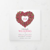 Rote Tulpen Herzgeschichte Hochzeit Dreifach-gefaltete Programmkarte (Cover)
