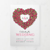 Rote Tulpen Herzkunst Monogramm Hochzeit alles in Dreifach Gefaltete Einladung (Cover)