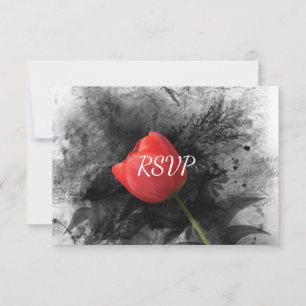Rote Tulpen-Hochzeitsempfang-RSVP Einladung