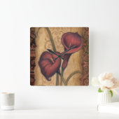 Rote Tulpen II Quadratische Wanduhr (Zuhause)
