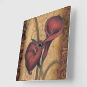 Rote Tulpen II Quadratische Wanduhr (Winkel)