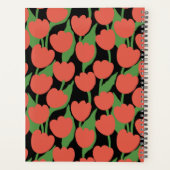Rote Tulpen im Retro-Stil, personalisiertes Monogr Planer (Rückseite)